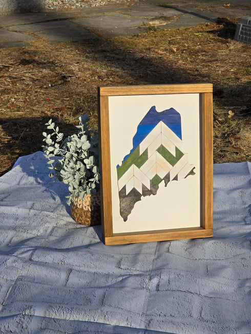Maine Mountain Sign | Maine 3D Sign | Maine Wood Sign